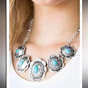 Blue turquoise paparazzi necklace with free earrings